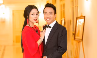 Vợ ca sĩ Việt Hoàn lộng lẫy sánh đôi cùng chồng tại sự kiện