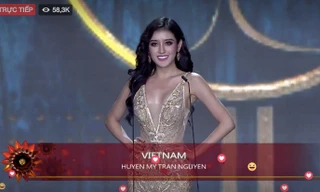 Á hậu Huyền My trình diễn dạ hội trong đêm bán kết.