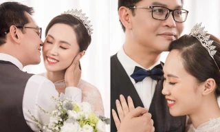 Ảnh cưới lung linh của NSND Trung Hiếu và vợ kém 19 tuổi 