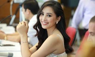 Tiểu Vy lộng lẫy dự họp báo Tiền Phong Golf Championship 2019