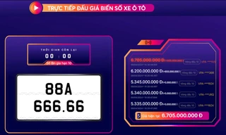 Biển số ngũ quý 6 được trả giá gần 7 tỷ đồng