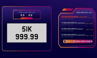 Biển số 51K-999.99 trúng đấu giá hơn 20 tỷ đồng