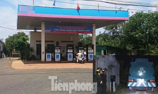 Cửa hàng xăng dầu Thanh Vân và xe bồn (ảnh nhỏ) bị bắt giữ