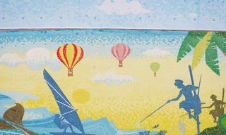 Tranh gốm Sri Lanka tuyệt đẹp trên con đường trăm tỷ ở Hà Nội