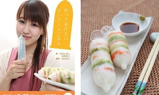 Đầu bếp Nhật làm món ăn với 'áo mưa'