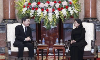 Quyền Chủ tịch nước Đặng Thị Ngọc Thịnh tiếp Thủ tướng Hàn Quốc Lee Nak-yon. (Ảnh: Lâm Khánh/TTXVN)