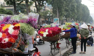 Đại gia đình 8 người bỏ quê ở Bắc Giang. Họ đang đỗ xe chờ khách tới mua.