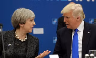 Thủ tướng Anh Theresa May và Tổng thống Mỹ Donald Trump. Ảnh: AP.
