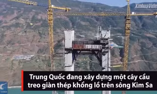 Trung Quốc xây cầu treo giàn thép một nhịp dài nhất thế giới