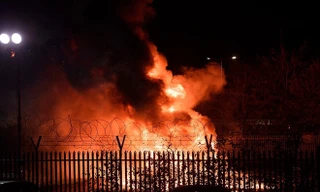 Hiện trường vụ rơi máy bay của Chủ tịch Vichai bên ngoài sân vận động King Power.