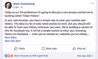 Bài đăng của CEO Facebook nhận được nhiều lượt quan tâm, chia sẻ.