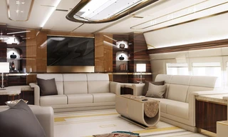 Nội thất sang trọng và tiện nghi trong phòng khách của Boeing 747-8 VIP. (Ảnh: NY Daily )