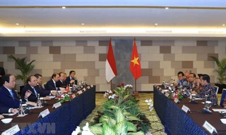 Hình ảnh Thủ tướng Nguyễn Xuân Phúc hội đàm với Tổng thống Indonesia