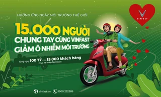 Chương trình “15.000 người chung tay cùng VinFast giảm ô nhiễm môi trường” được thực hiện từ ngày 12/4/2019 đến khi hết quà tặng.