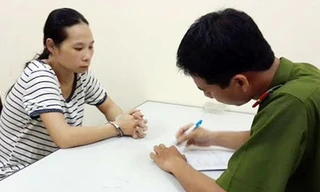 Đỗ Thị Thùy Linh tại cơ quan điều tra. Ảnh: Công an nhân dân