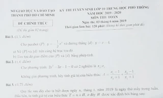 Cập nhật giải đề thi Toán vào lớp 10 công lập ở TP.HCM