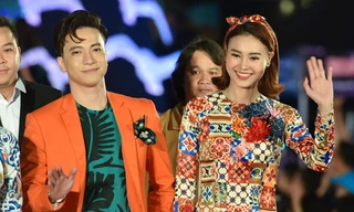 Ninh Dương Lan Ngọc cùng ST (365) trên thảm đỏ lễ trao giải Bông sen vàng của LHP Việt Nam lần thứ XX.