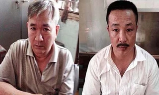 Nguyễn Hoàng Thịnh (trái) và Võ Xuân Dần (phải) tại cơ quan công an