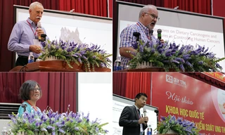 (Từ trái sang phải) GS. TS. Walter C. Willett - Trường Y tế Công cộng, ĐH Harvard, Hoa Kỳ; GS. TS. Robert J. Turesky - ĐH Minnesota, TS. Rashmi Sinha - Viện Sức khỏe Quốc gia Hoa Kỳ, và TS. Motoki Iwasaki - Trung tâm Phòng chống Ung thư Quốc gia, Nhật Bản