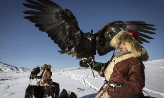 Tận thấy người Kazakh kiêu hùng đi săn với đại bàng