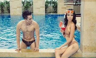 Siêu mẫu Lan Khuê nóng bỏng với bikini đan len