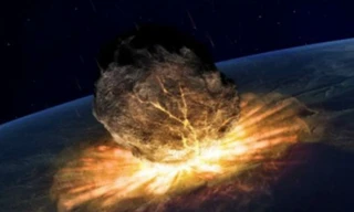 Hình minh họa vụ va chạm giữa thiên thạch 1950 DA và trái đất. Ảnh: Corbis