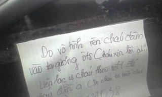 Lá thư nam sinh lớp 10 để lại trên kính xe. 