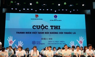 Các thí sinh tham dự Cuộc thi “Thanh niên Việt Nam nói không với thuốc lá”.