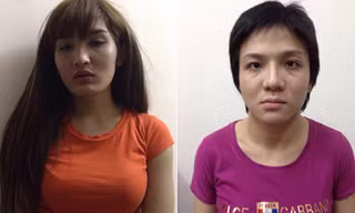 Thiện và Dương tại cơ quan điều tra. Ảnh: Q.T