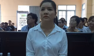 diễn viên Ngọc Trinh tại phiên tòa hôm nay.