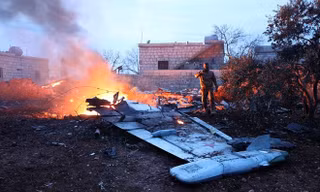 Chiếc Su-25 đã bị rơi sau khi trúng tên lửa tại Idlib. (Nguồn: Getty)