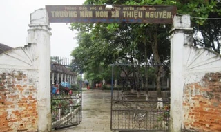 Trường mầm non Thiệu Nguyên nơi gần 400 HS đang học trong nỗi lo trường sập và ô nhiễm từ thuốc trừ sâu. 