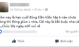Trang nhắn tin hối thúc thành viên trong lớp đóng tiền.