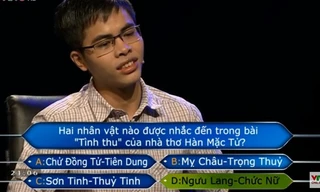 Lê Hữu Hiếu thông minh trả lời đúng câu hỏi mang về 30 triệu. Ảnh cắt từ clip.