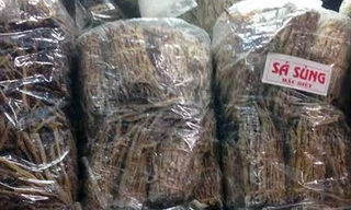 Sá sùng được bán với số lượng lớn tại chợ Đồng Xuân.