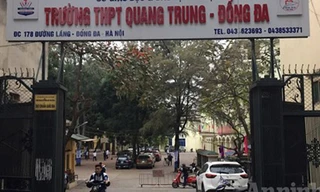 Sân trường THPT Quang Trung - Đống Đa biến thành bãi trông xe cỡ lớn chiếm gần hết nơi vui chơi của học sinh