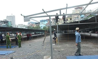 Bãi xe bị giải toả. Ảnh: Linh Nhi