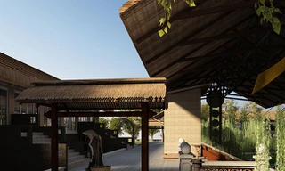 Làng Văn hóa Du lịch Nắng Sông Hồng (Long Biên, Hà Nội). Ảnh: nangsonghong.com.vn/