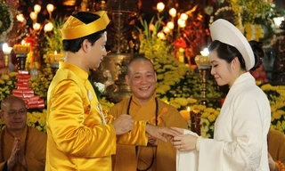 Ái nữ của bà chủ Tập đoàn Nam Cường làm lễ cưới tại chùa