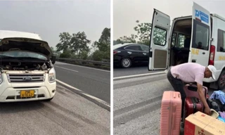 CSGT dùng xe đặc chủng hỗ trợ người dân bị hỏng xe trên cao tốc Pháp Vân - Cầu Giẽ