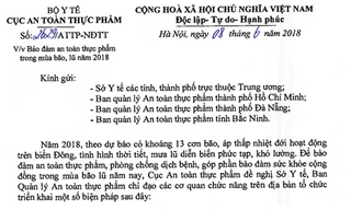 Bảo đảm an toàn thực phẩm trong mùa bão, lũ năm 2018