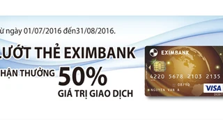 Lướt thẻ Eximbank, nhận thưởng 50% giá trị giao dịch