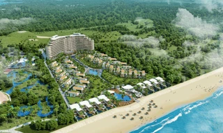 Phối cảnh Dự án Kahuna Hồ Tràm Strip, với tào tháp 12 tầng và 44 biệt thự