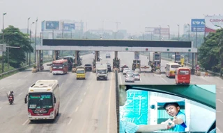 Từ việc phải trả phí BOT 8 năm qua (ảnh nhỏ), gần 10 ngày nay ô tô đi qua trạm Bắc Thăng Long không bị chặn lại trả tiền Ảnh: T.Đảng
