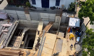 Công trình 5 tầng nổi và 4 tầng hầm nằm đối diện tòa nhà 8B Lê Trực