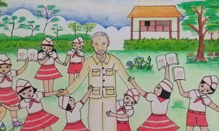 Những bức tranh thể hiện tình cảm của thiếu nhi với Bác Hồ