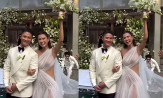 Cao Thiên Trang rạng ngời trong ngày lên xe hoa, diện mẫu váy cưới ấn tượng