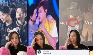 Diệu Nhi bất lực nhìn Anh Tú Atus bên cạnh dàn "hậu cung" tại concert ATSH D-2