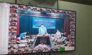 Hội nghị trực tuyến tuyên truyền, đối thoại chính sách BHXH, BHYT của huyện Yên Thành (Nghệ An) với người dân tại 39 xã, thị trấn trên địa bàn. ẢNH: BHXH HUYỆN YÊN THÀNH