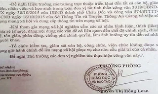 Công văn của Phòng Giáo dục và Đào tạo TP Châu Đốc, An Giang. Ảnh: CTV.